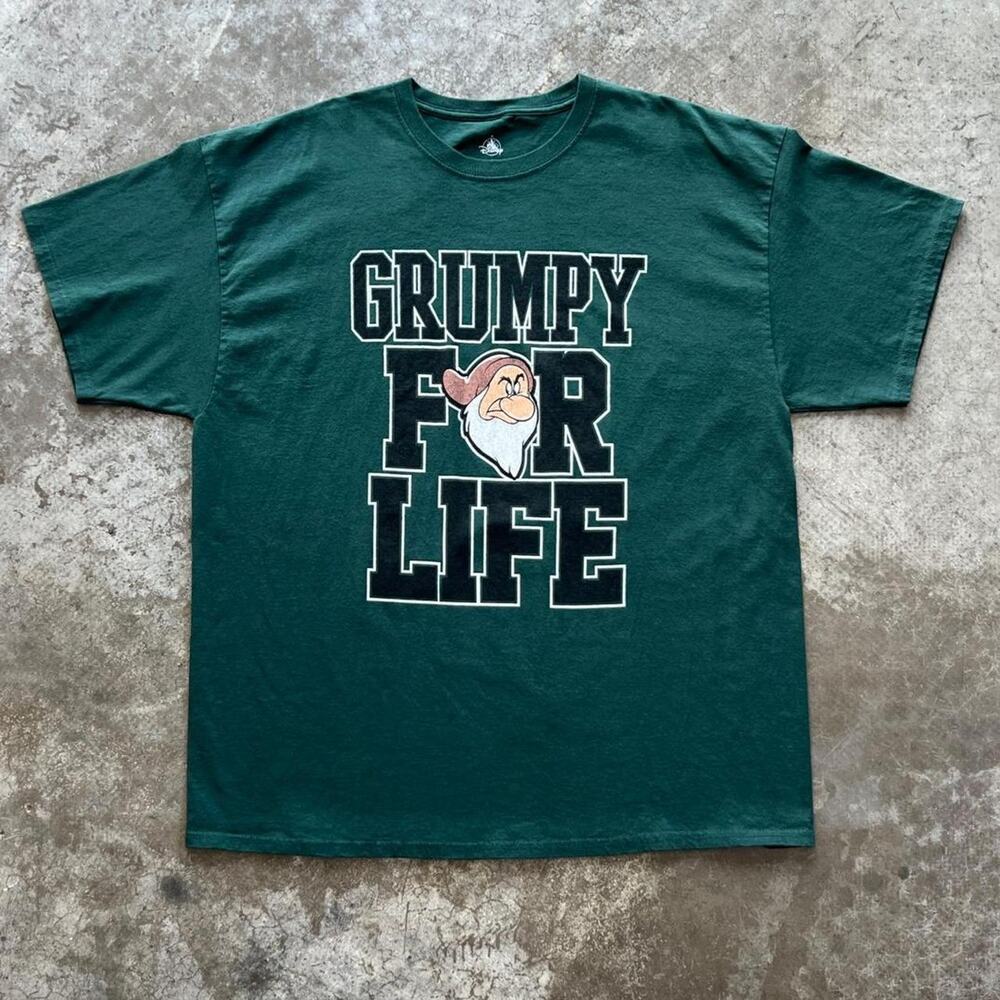 Disney Grumpy For Life Graphic T-Shirt Men's 2XL Forest Green Snow White Cotton